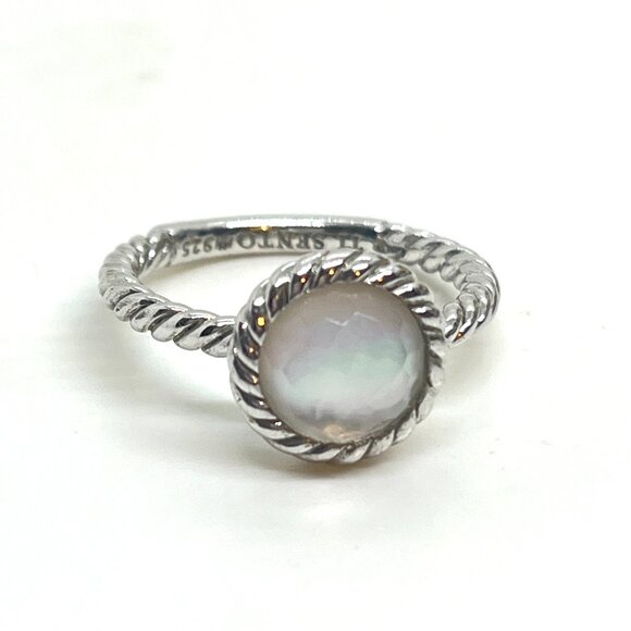 TI SENTO 925 STERLING SILVER PLATED MOTHER OF PEARL MOP RING 6.75 - Picture 1 of 14